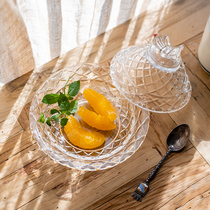 European-style crystal glass embossed sugar jar with lid sugar box transparent storage jar can light luxury decorative ornaments