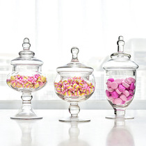 Glass sugar jar European home accessories tea jar three-piece storage jar transparent candy jar utensils birthday ornaments