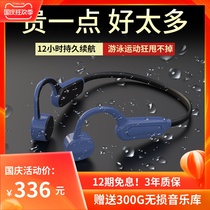 Bone conduction Bluetooth headset wireless sports running swimming riding head mounted waterproof double ear strap memory bone sensing