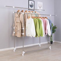 Drying rack Floor-to-ceiling stainless steel indoor telescopic double-pole household drying quilt rack Outdoor folding balcony drying rack