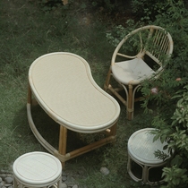ins rattan small coffee table simple modern Nordic living room Zen bay window tatami Japanese balcony round tea table