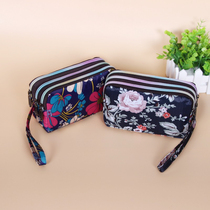 Change girl canvas handbag simple three layers zipper handbag lady bag large capacity mobile phone bag