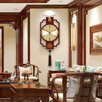 New Chinese wall clock living room Chinese style watch home fashion creative atmosphere deer head copper wooden quartz clock