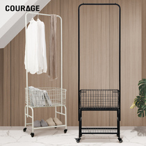 Movable clothes rack Floor-to-ceiling household folding balcony Indoor small clothes rack Bedroom single clothes rack Coat rack
