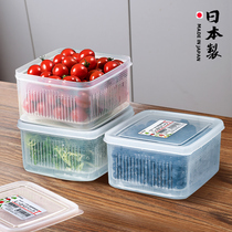 Japan imported drain storage box refrigerator special food sealed fresh-keeping box office worker portable fruit bento box