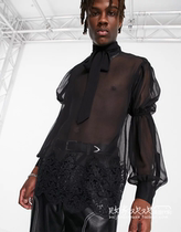 UK 09 05 2021 Trend-oriented mens new dark tulle comfortable Joker shirt