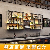 Bar bar creative wine shelf display rack wall glowing wine cabinet restaurant wrought wine rack