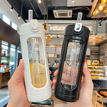Simple high temperature resistant straw glass double layer anti-scalding business water Cup for men and women couples office tea Car Cup