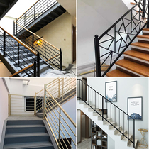 New Chinese stair handrail custom wrought iron solid wood Balcony guardrail Corridor fence Bay window railing Indoor outdoor home