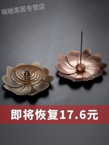 Pan incense burner household indoor sandalwood stove casual portable incense holder incense tray antique copper wire incense burner