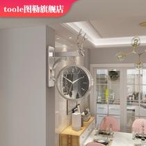 Light luxury double-sided wall clock home dining room living room Nordic clock creative fashion decorative art personality deer head clock