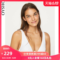 Oysho White w / steel ring chest pad deep V bikini top beach swimsuit bra for women 3071633251
