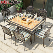 Fagle Outdoor Table And Chairs Patio Outdoor Villa Casual Open-air Balcony Tile Bench cast aluminium dining table and chairs Combined