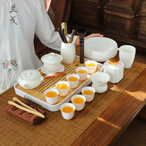 White porcelain kung fu tea set home sheep jade porcelain tea cup bowl ceramic tea ceremony accessories tea bowl tea bowl tea cup