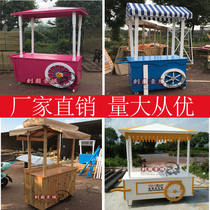 Anti-corrosion Wood car shopping mall mobile stall car market trolley antique sale car marshmallow snack flower