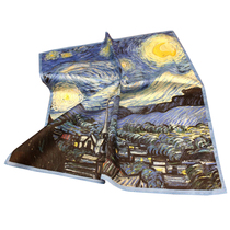 Van Gogh oil painting Starry Sky Japanese tribute satin cotton handkerchief women cotton handkerchief light soft gift handkerchief new product