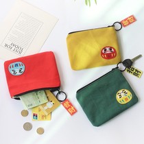 Day Department Canvas Tricks Cat Wallet Woman short Han version Cute Student Zero Wallet Girl Hearts Headphones Bag Coin bag