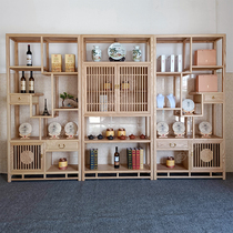 Tea Bogu rack Zen Teahouse shelf Solid wood tea room Tea set Purple Sand pot display cabinet Duobaogu Ash wood