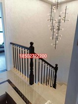  Stair handrail guardrail railing Wrought iron solid wood attic guardrail Indoor balcony guardrail Modern simple fashion high-end
