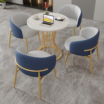 Light Lavish Rockboard Nordic Small Round Table Sales in talks to receive table and chairs Combined milk tea shop Balcony Leisure Table