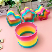 Childrens adult plastic stretch colorful spring coil elastic ring rainbow stacked ring personality creative small toy supplies