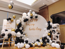 Light luxury simple wind marble birthday banquet layout adult ceremony growth ceremony background wall round KT board customization