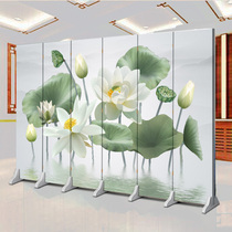 The new Chinese lotus plain elegant Zen entrance partition simple living room bedroom folding screen to block the home classical screen