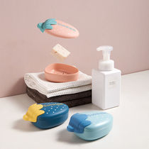 Cute cartoon creative non-punched fat household soap holder portable double-layer drain soap box toilet soap box holder