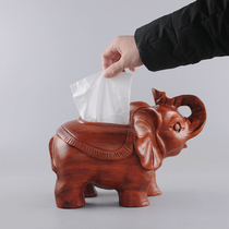 Elephant ornaments wood carving decorations paper box desktop mahogany collection box solid wood office tissue box craftsmanship