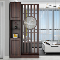 Living room new Chinese screen partition decorative wall baffle Solid wood shelf hollow simple modern entrance cabinet