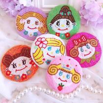 Cuckoo Pearl Embroidered New Product Original Handmade Day Series Curly Wow Girl Ugly Doll Round the bag string Pearl small and zero money bag