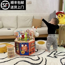 Beaded childrens toys large particles multi-function around the treasure box baby early education puzzle Enlightenment baby puzzle