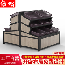 Supermarket Vegetable Rack Fruit Shop Display Rack Multifunctional Removable Steel Wood Rack Wooden Fruit and Vegetable Fresh Rack