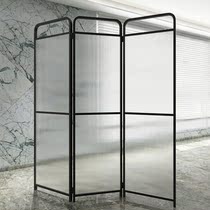 Light luxury folding removable screen partition modern simple living room entrance decorative art Changhong glass metal