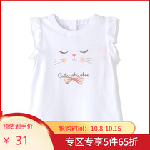 Aierjian childrens clothing C new summer girls fashion cute knitted vest female treasure cotton small flying sleeve vest