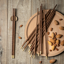 Chicken wing wood chopsticks Household one person one chopsticks Japanese Kuaizi natural solid wood chopsticks 10 pairs of anti-slip mildew blessing word