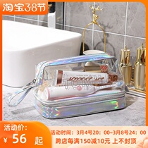 TOMILL TRANSPARENT WASH BAG Waterproof Make-up Bag Large Capacity Travel Portable Double Layer Dry Wet Separation Containing Bag