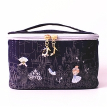 New Japanese Cinderella Embroidery Cosmetic Bag Large Capacity Portable Portable Cosmetic Organize Storage Bag Bucket Bucket