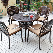 Outdoor Cast Aluminum Table And Chairs Patio Outdoor Garden Casual Furniture Iron Art Three Five Pieces Combination Open-air Balcony Table And Chairs