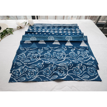 South white cotton handmade blue dye tie dyeing square towel long staple cotton plant dyed big handkerchief summer scarf 53 * 53cm
