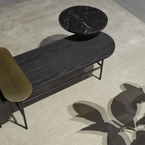 Modern simple small apartment living room oval coffee table Nordic style light luxury model room furniture wrought iron marble surface