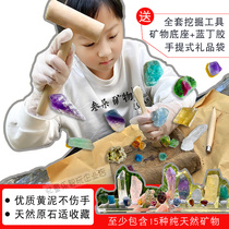 Childrens archaeological excavation toys natural gemstone mineral crystal conch blind box pure soil handmade ornaments