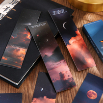 30 bookmarks warm series sun moon stars clouds literature and art book material card blank paper ins Wind cute book sign paper gift ins scenery Van Gogh creative pattern reading page