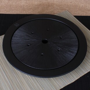 台湾陆宝镜清 缘聚圆形茶盘黑色托盘陶瓷功夫茶具储水式茶台家用