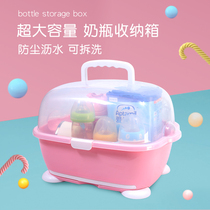 Baby bottle storage box Drain rack Large baby tableware storage box Bottle drying storage box with lid dustproof