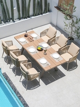 Outdoor table and chairs patio table Leisure rope choreography chairs Villa Long Table Outdoor Garden Yang Light House Full Aluminum Table Furniture