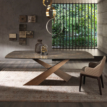 Italian rock board table modern simple small apartment household light luxury designer model room rectangular creative table