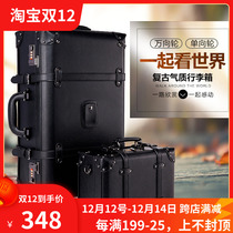 2021 new black vintage premium business casual leather suitcase womens luggage trolley case password suitcase