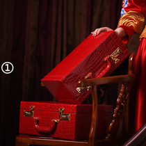 Chinese style wedding suitcase retro red Bride wedding portable Password box Korean boarding luggage box