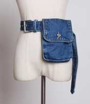  Denim belt Womens clothing shirt T-shirt with dress Fashion all-match dual-use fanny pack Wear wide waist bag outside